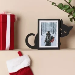 Metall Fotorahmen Katze schwarz - Hochformat