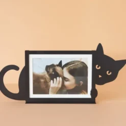 Metall Fotorahmen Katze schwarz - Querformat