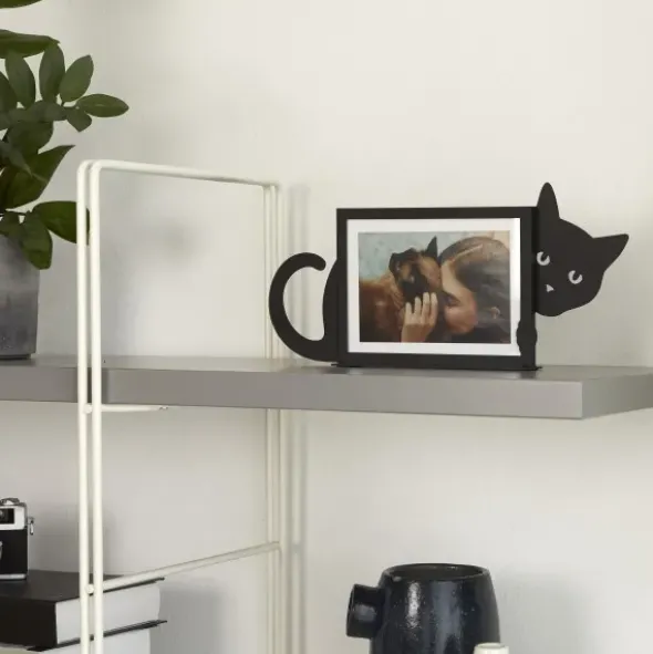 Metall Fotorahmen Katze schwarz - Querformat