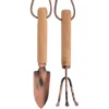 Mini Harke und Schaufel mit Holzgriff Set, Kupfer