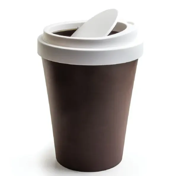 Mini Mülleimer / Tischeimer Coffee Bin mit Schwingdeckel, braun