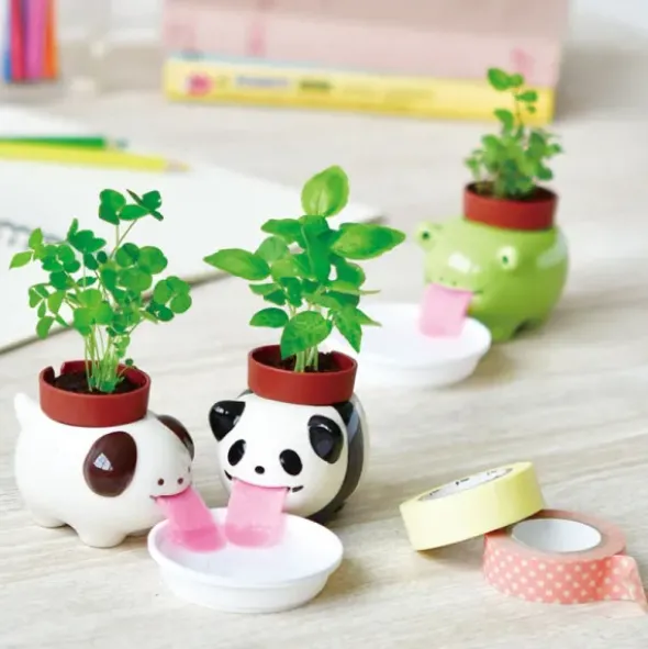 Mini Pflanzset PEROPON PANDA Keramik, selbstbewässernd