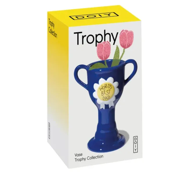 Minivase TROPHY 11,5 cm blau – kleine Pokal Vase "World´s Best Dad"