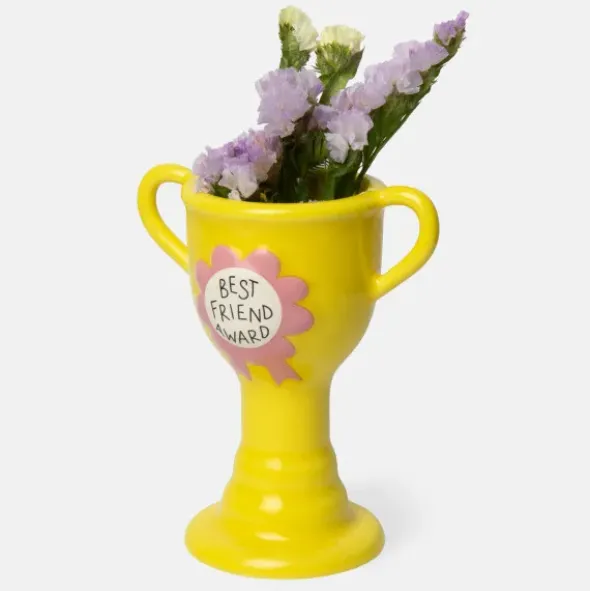 Minivase TROPHY 11,5 cm gelb – kleine Pokal Vase "Best Friend Award"