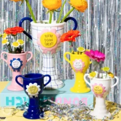 Minivase TROPHY 11,5 cm gelb – kleine Pokal Vase
