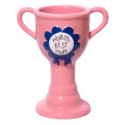 Minivase TROPHY 11,5 cm rosa – kleine Pokal Vase "World´s Best Mom"