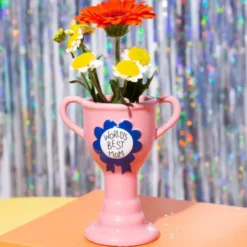 Minivase TROPHY 11,5 cm rosa – kleine Pokal Vase "World´s Best Mom"