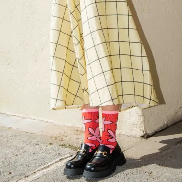 Motivsocken Blumen - Spruchsocken "Daisy Days Happy Days"