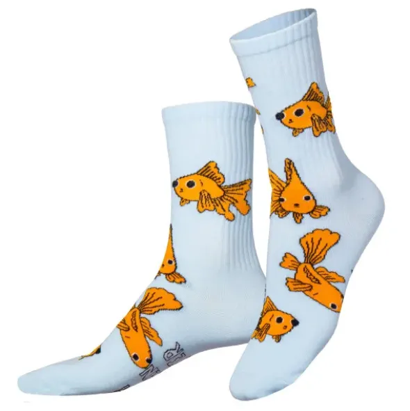 Motivsocken Goldfische - Spruchsocken "Like a fish in water"