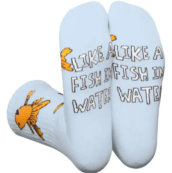 Motivsocken Goldfische - Spruchsocken "Like a fish in water"