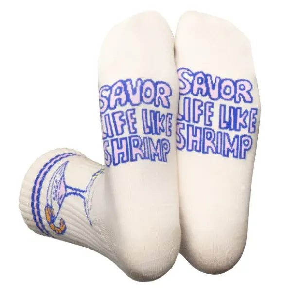 Motivsocken Shrimp Cocktail - Spruchsocken "Savor Life Like Shrimp"