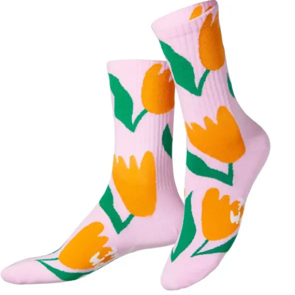 Motivsocken Tulpen - Spruchsocken "Tulips can´t bloom without rain"