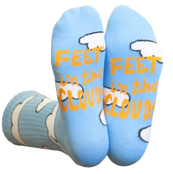 Motivsocken Wolken - Spruchsocken "Feet in the clouds"