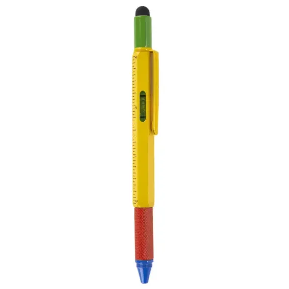 Multifunktionsstift The Architekt bunt - Kugelschreiber mit Wasserwaage, Stylus, Bits & Lineal