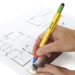 Multifunktionsstift The Architekt bunt - Kugelschreiber mit Wasserwaage, Stylus, Bits & Lineal
