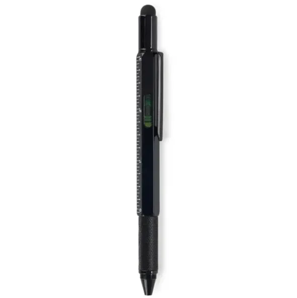 Multifunktionsstift The Architekt schwarz - Kugelschreiber mit Wasserwaage, Stylus, Bits & Lineal