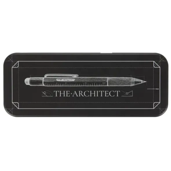 Multifunktionsstift The Architekt schwarz - Kugelschreiber mit Wasserwaage, Stylus, Bits & Lineal