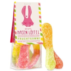 Naschbeutel Hasen Löffel - saure Fruchtgummi in Geschenktüte