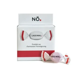 Naschbox charmante Verweigerung - Bonbons "Nö, lass mal" mit Erdbeergeschmack