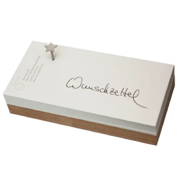 Notizblock mit Holzbasis und Nagel - Merkzettel StarNail
