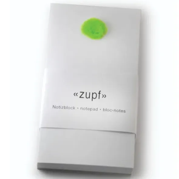 Notizblock zupf - Merkblock mit 100 Blatt & Pompon hellgrün