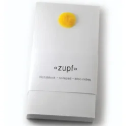 Notizblock zupf - Merkblock mit 100 Blatt & Pompon gelb