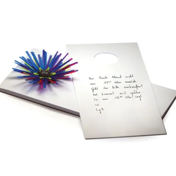 Notizblock Zupf mit 3D Blume blau - Merkblock 21 x 10 cm mit Papierblüte auf Saugnapf