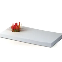 Notizblock Zupf mit 3D Blume orange - Merkblock 21 x 10 cm mit Papierblüte auf Saugnapf