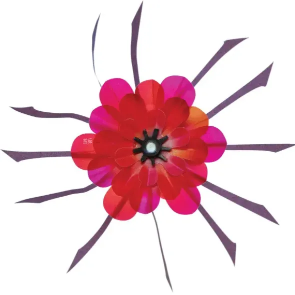 Notizblock Zupf mit 3D Blume rot - 120 Blatt Merkblock 21 x 10 cm & Papierblume auf Saugnapf