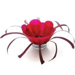 Notizblock Zupf mit 3D Blume rot - 120 Blatt Merkblock 21 x 10 cm & Papierblume auf Saugnapf