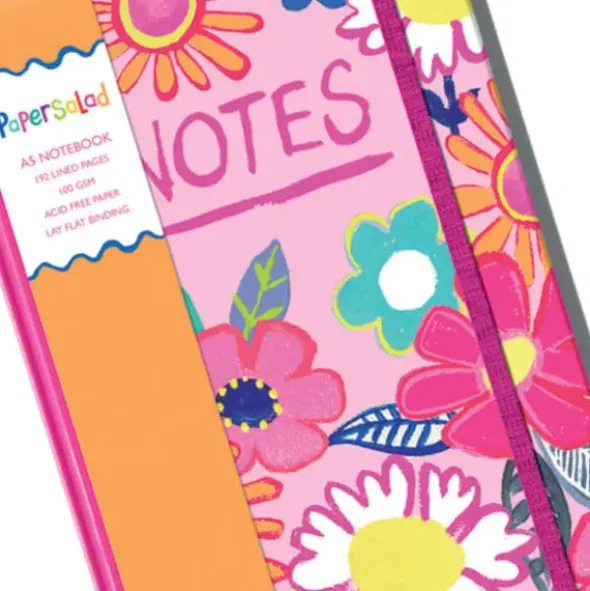 Notizbuch NOTES DIN A5 liniert mit 192 Seiten – Notizheft mit bunten Blumenmotiv