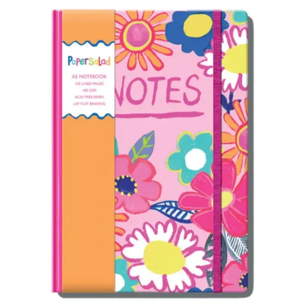 Notizbuch NOTES DIN A5 liniert mit 192 Seiten – Notizheft mit bunten Blumenmotiv