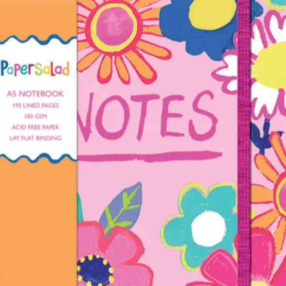 Notizbuch NOTES DIN A5 liniert mit 192 Seiten – Notizheft mit bunten Blumenmotiv