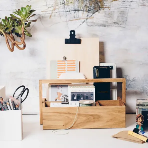 Ordnungsbox aus Eiche mit Tragegriff - Werkzeugbox All you need
