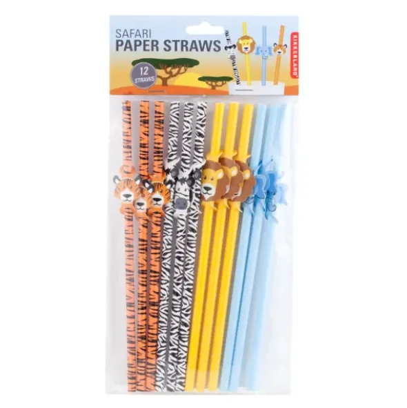 Papier-Strohhalme Safari 12 Stück