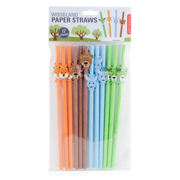 Papier-Strohhalme Woodland 12 Stück