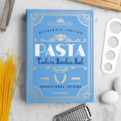 Pasta Set im Aufbewahrungsbuch 3-teilig - Küchenhelfer aus Edelstahl