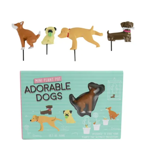 Pflanzenstecker - witzige Hunde 4er Set