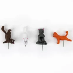 Pflanzenstecker - witzige Yoga Katzen 4er Set