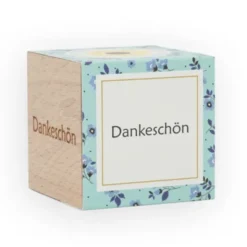 Pflanzwürfel DANKESCHÖN - Sonnenblume im Holzwürfel