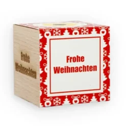 Pflanzwürfel Frohe Weihnachten rot - Sonnenblume im Holzwürfel