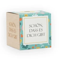Pflanzwürfel SCHÖN, DASS ES DICH GIBT - Sonnenblume im Holzwürfel