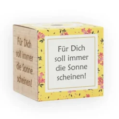 Pflanzwürfel SONNE SCHEINEN - Sonnenblume im Holzwürfel