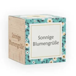 Pflanzwürfel SONNIGE BLUMENGRÜßE - Sonnenblume im Holzwürfel