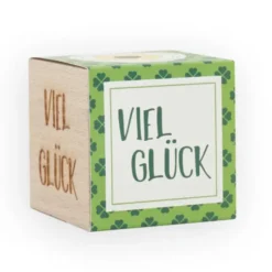 Pflanzwürfel VIEL GLÜCK - Sonnenblume im Holzwürfel