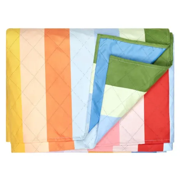 Picknick- und Stranddecke XL 240 x 170 cm mit Beutel – schnelltrocknend & leicht, bunt gestreift