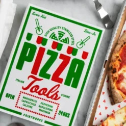 Pizza Set im Aufbewahrungsbuch 2-teilig – Pizzaschneider und Pizzaheber aus Edelstahl