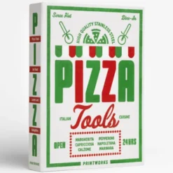 Pizza Set im Aufbewahrungsbuch 2-teilig – Pizzaschneider und Pizzaheber aus Edelstahl