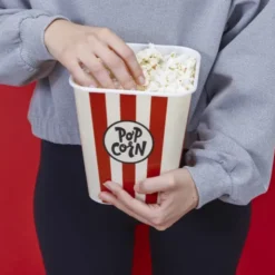 Popcorn Eimer wiederverwendbar - 3 l / rot weiß gestreift