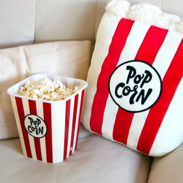 Popcorn Eimer wiederverwendbar - 3 l / rot weiß gestreift